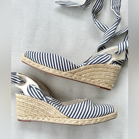 ZARA Striped Ankle Wrap Espadrilles Wedges - women’s size 9 - Picture 5 of 5